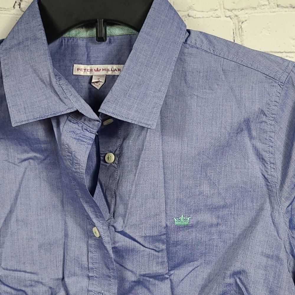 Peter Millar 👑 Blue British Luxurious Dress Shirt Long Sleeve Button Down - Picture 2 of 7